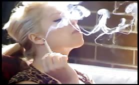 Hot blonde smokes
